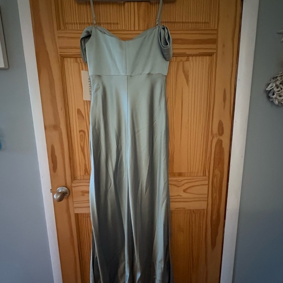 NWT Revelry Sage Green Satin Dress - Picture 1 of 6